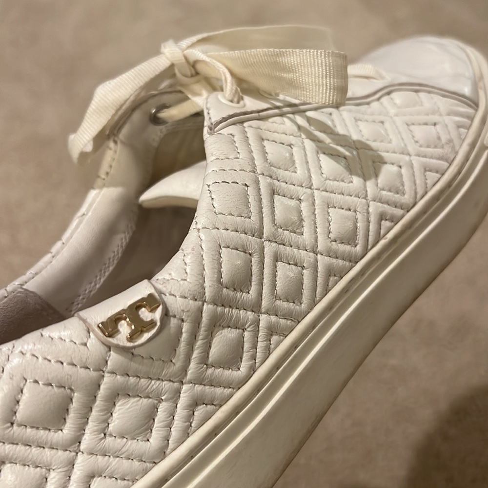 Tory Burch - 9 Women - Marion White Leather Quilted
Low Top Sneakers Shoes